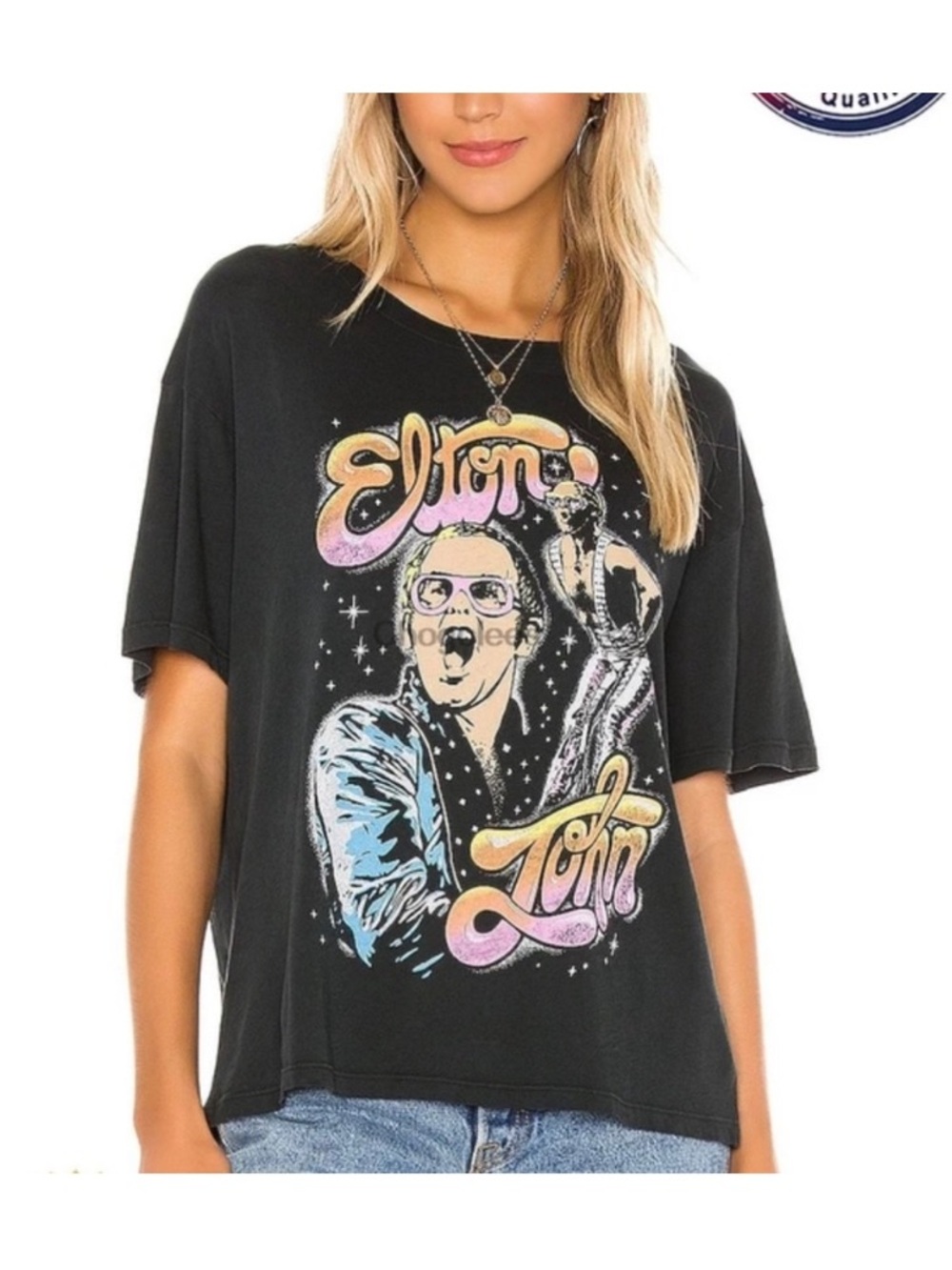 Daydreamer Short Sleeve Gray Cotton Elton John On Stage Tee Size Small